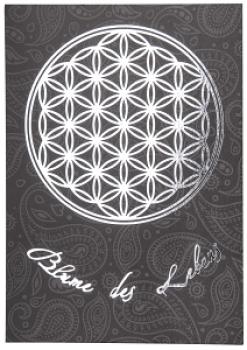 Blume des Lebens Postkarte Silber/Schwarz DIN A6