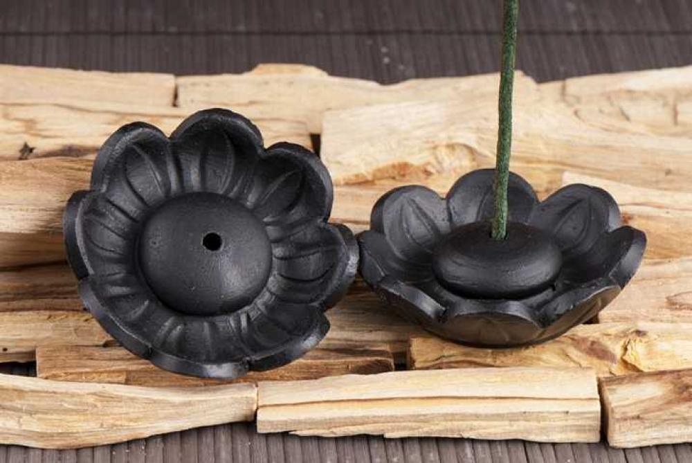 Lotushalter aus Ton, schwarz-2